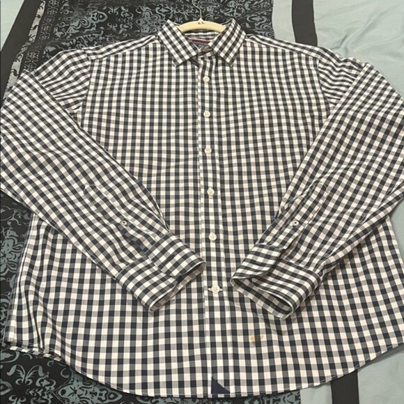 UNTUCKit Men's Gingham Shirt - Navy and White, stylish, nice, size medium - Picture 2 of 8